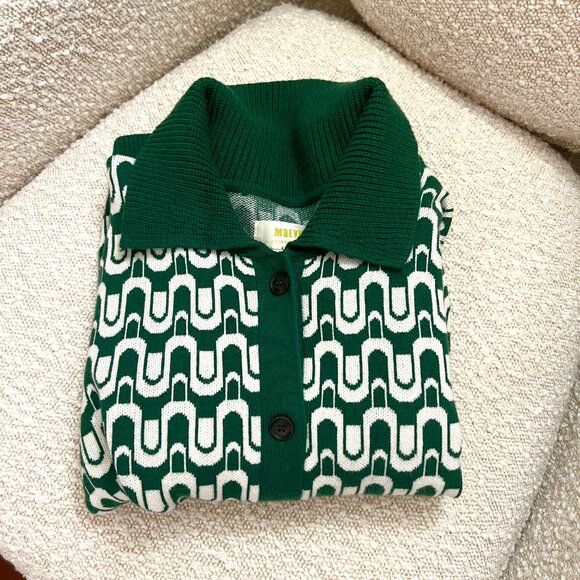 ⭐️HP!⭐️ANTHROPOLOGIE- Maeve Collared
 Cropped Cardigan Sweater, MCM Pattern, XS - Picture 4 of 9
